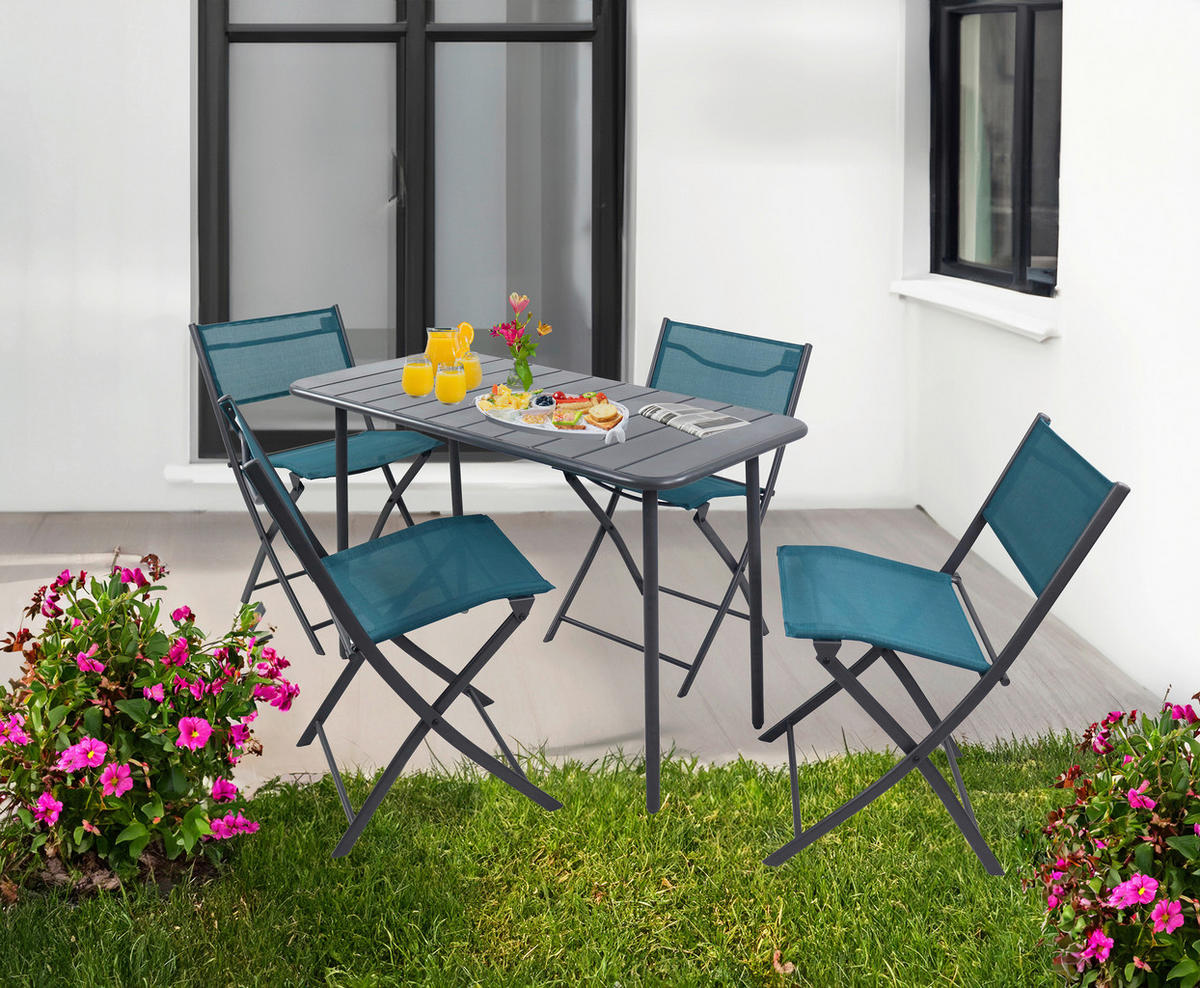 VCM Gartenstuhl 4er Set Sumila türkis Textilene B/H/L: ca. 45x79x46 cm Sumila - türkis (46,00/45,00/79,00cm) - VCM