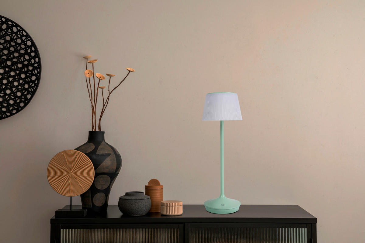 LED-Solar-Tischleuchte mint Metall Kunststoff B/H/T/D: ca. 13x38x13x13 cm EMMI - mint (13,00/38,00/13,00cm) - Näve Leuchten