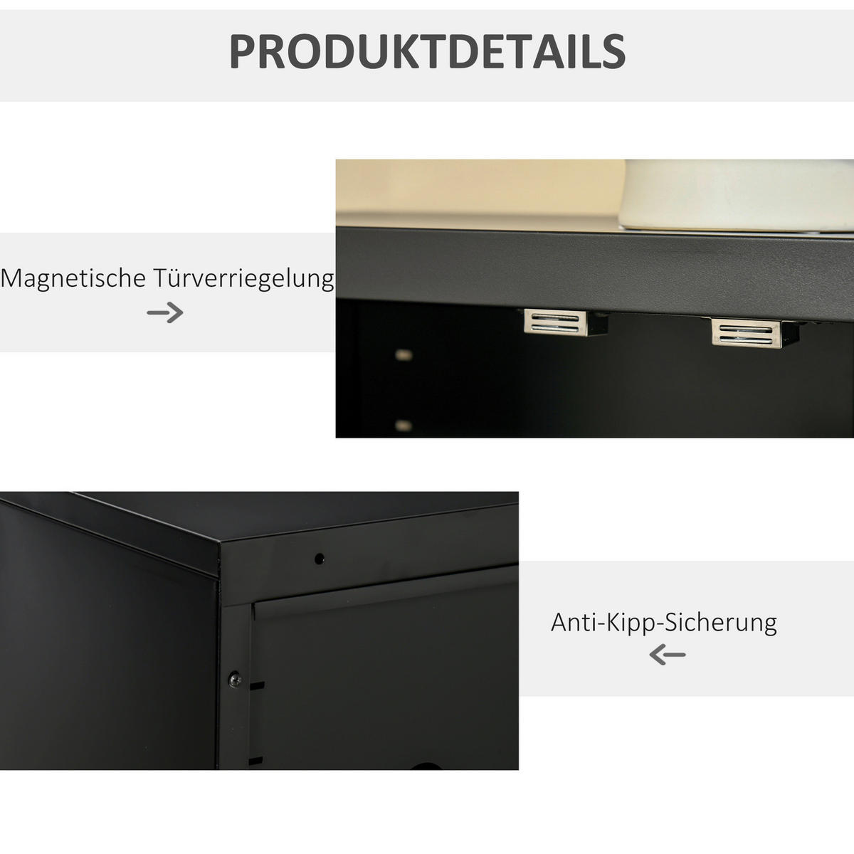 Sideboard 838-148BK schwarz B/H/T: ca. 75x110x33 cm 838-148BK - schwarz (75,00/110,00/33,00cm) - HOMCOM