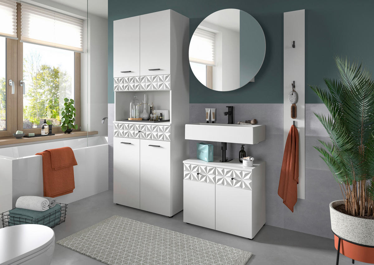 Badezimmer-Set Prisma weiß B/H/T: ca. 176x187x37 cm Prisma - weiß (176,00/187,00/37,00cm) - xonox.home