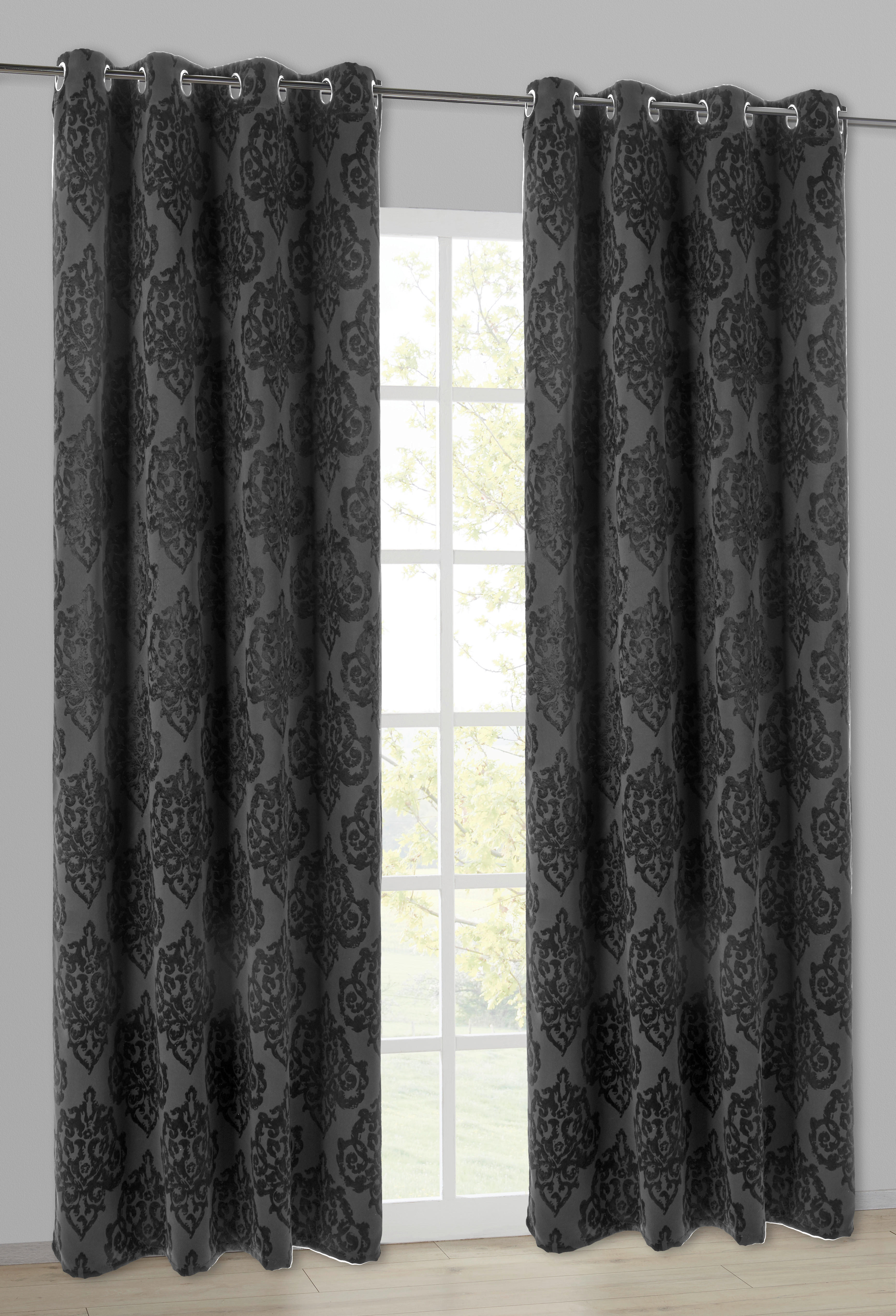 Ösenvorhang Ornament schwarz B/L: ca. 135x245 cm Ornament - schwarz (135,00/245,00cm)