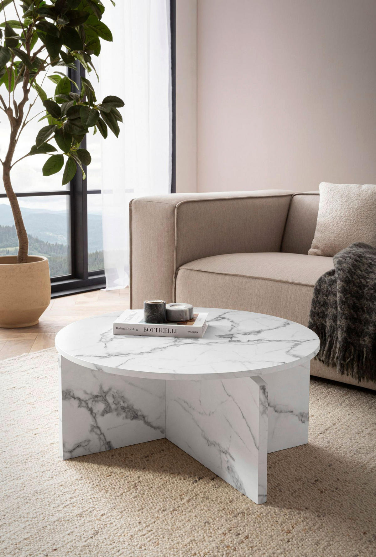 Couchtisch weiß Marmor Optik B/H/T: ca. 70x33x70 cm Couchtisch - weiß (70,00/33,00/70,00cm) - Wohnling