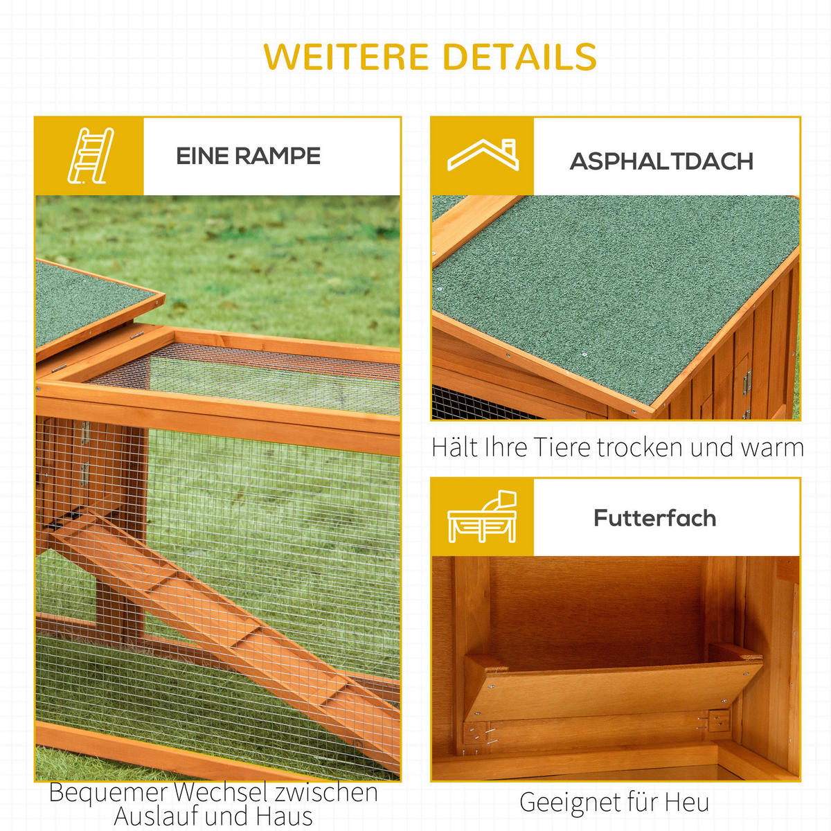 PawHut Stall orange Edelstahl B/H/L: ca. 58x156x68 cm Kleintierstall - orange (68,00/58,00/156,00cm) - PawHut