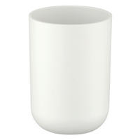 Zahnputzbecher weiß silber Kunststoff B/H/L: ca. 7,3x10x7,3 cm Zahnputzbecher_Brasil weiß - weiß/silber (7,30/7,30/10,00cm) - WENKO