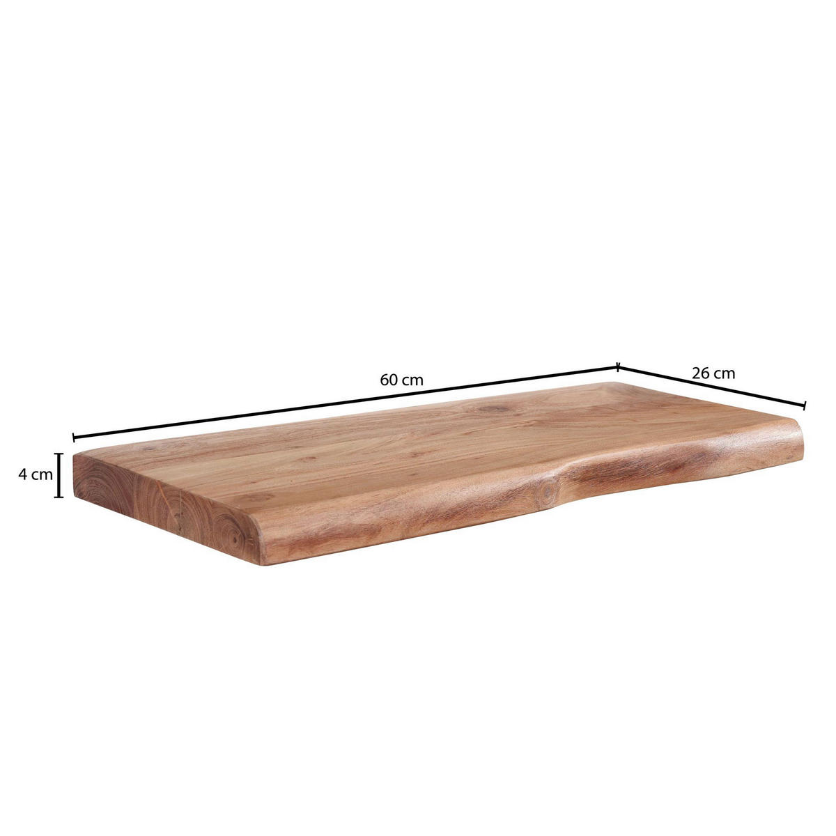 Wandregal braun Holz B/H/T: ca. 60x4x26 cm Wandregal - braun (60,00/4,00/26,00cm) - Wohnling