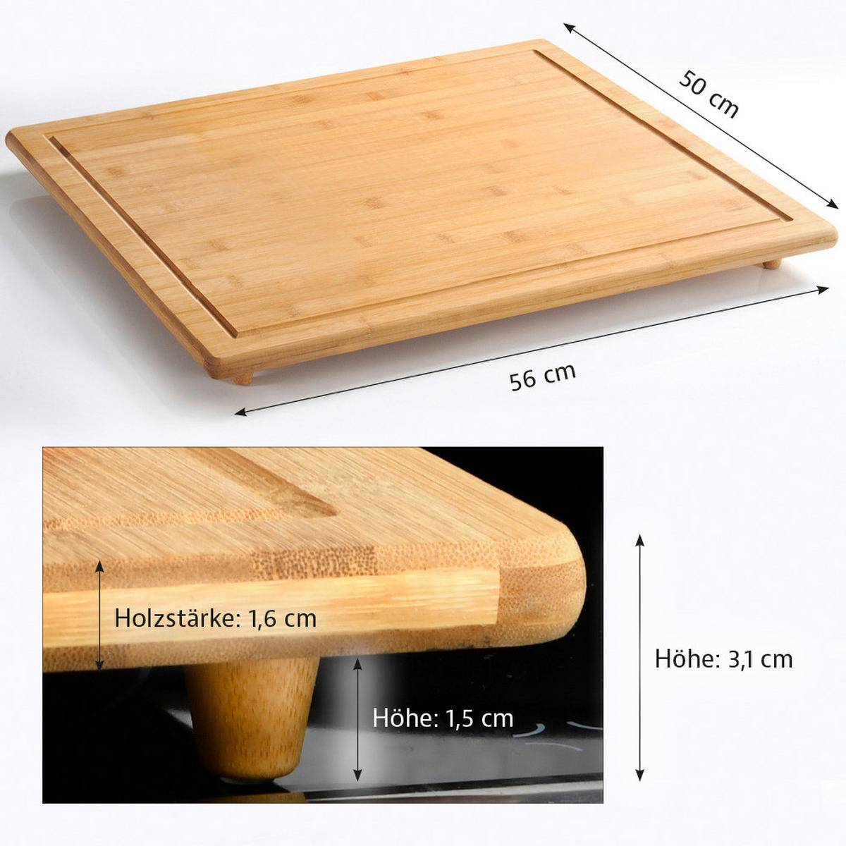 Kesper Herdabdeckplatte natur Bambus B/H/L: ca. 54x3x64 cm Herdabdeckplatte Bon appetit - natur (64,00/54,00/3,00cm) - Kesper