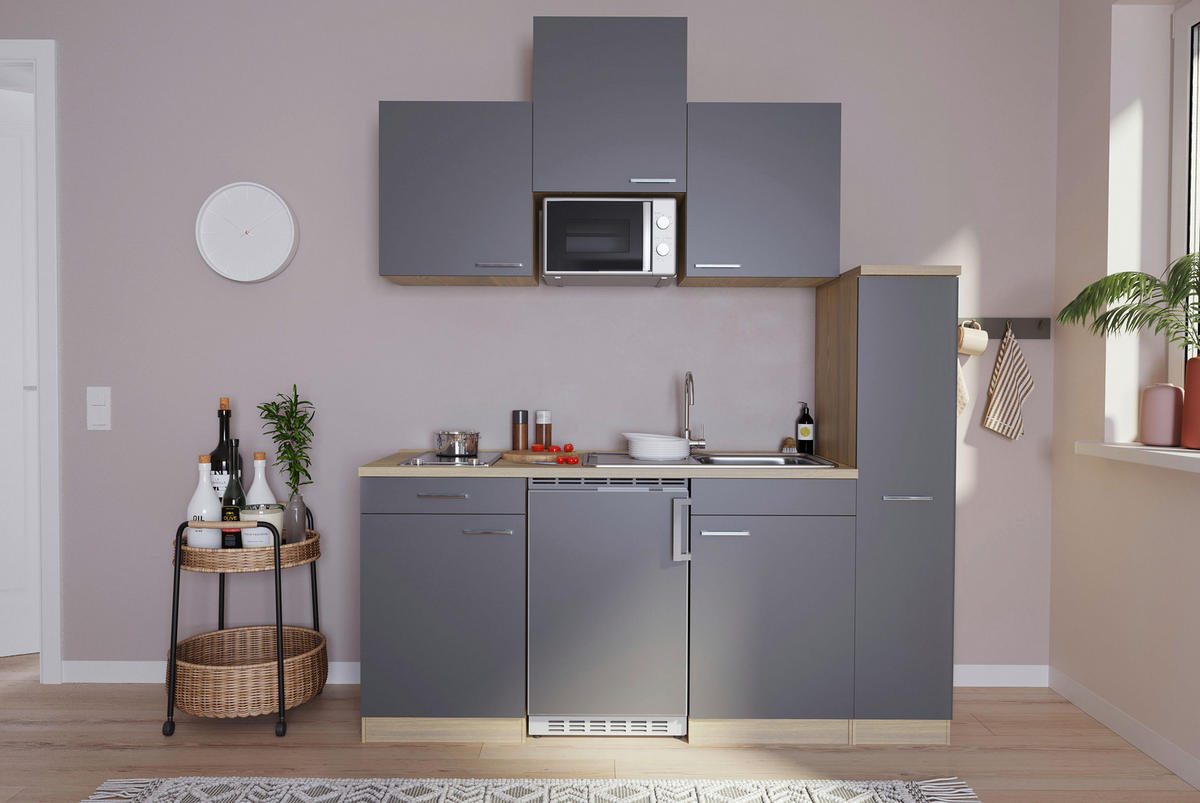 Respekta Küchenblock Economy grau B/H/T: ca. 180x200x60 cm Economy - Eiche/grau (180,00/200,00/60,00cm) - Respekta