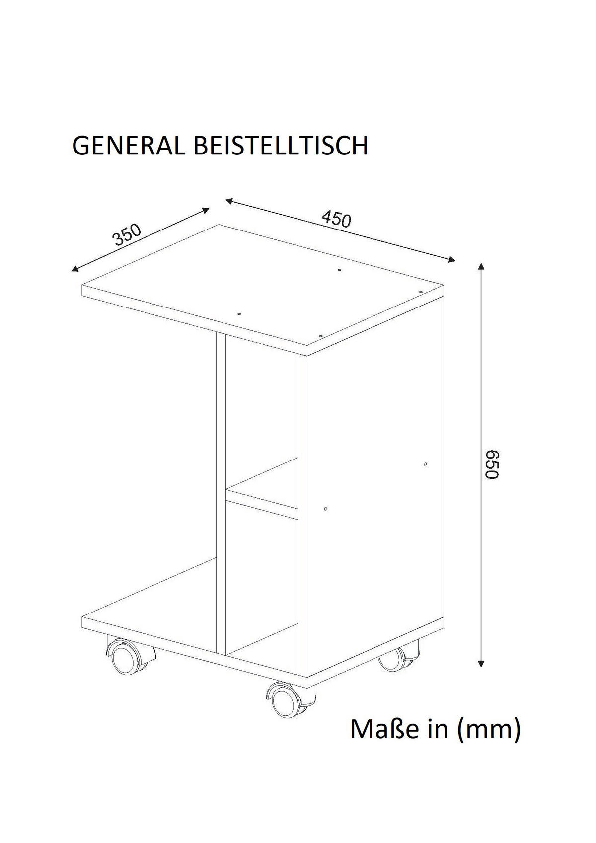 Beistelltisch General weiß Spanplatte B/H/T: ca. 35x65x45 cm General - weiß (35,00/65,00/45,00cm) - moebel17