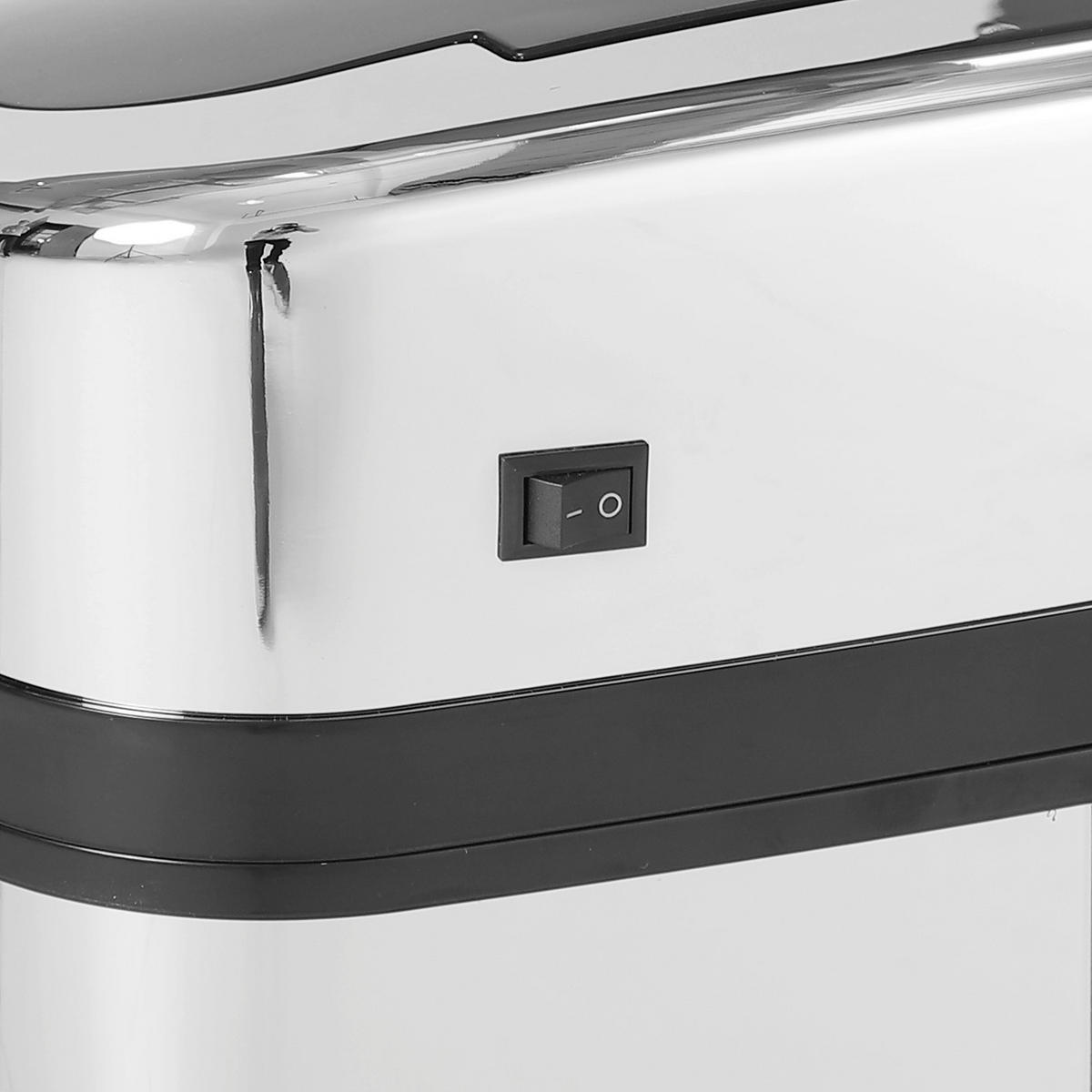 HOMCOM Mülleimer silber B/H/L: ca. 25x58x33 cm Automatik_Mülleimer silber - schwarz/silber (33,00/25,00/58,00cm) - HOMCOM
