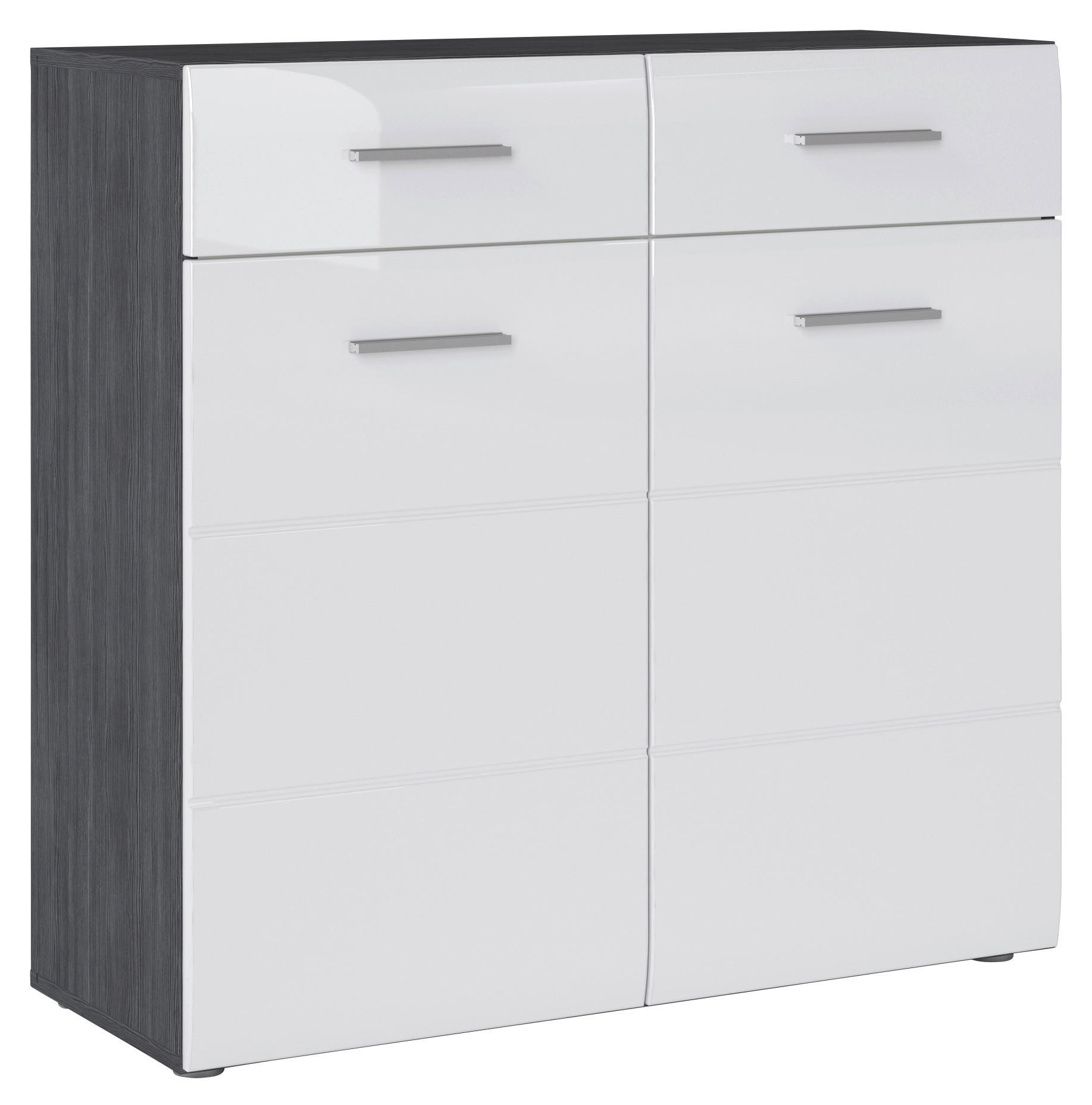 Schuhkommode Salve Rauchsilber Nachbildung weiß Hochglanz B/H/T: ca. 90x87x35 cm Salve - weiß (90,00/87,00/35,00cm)