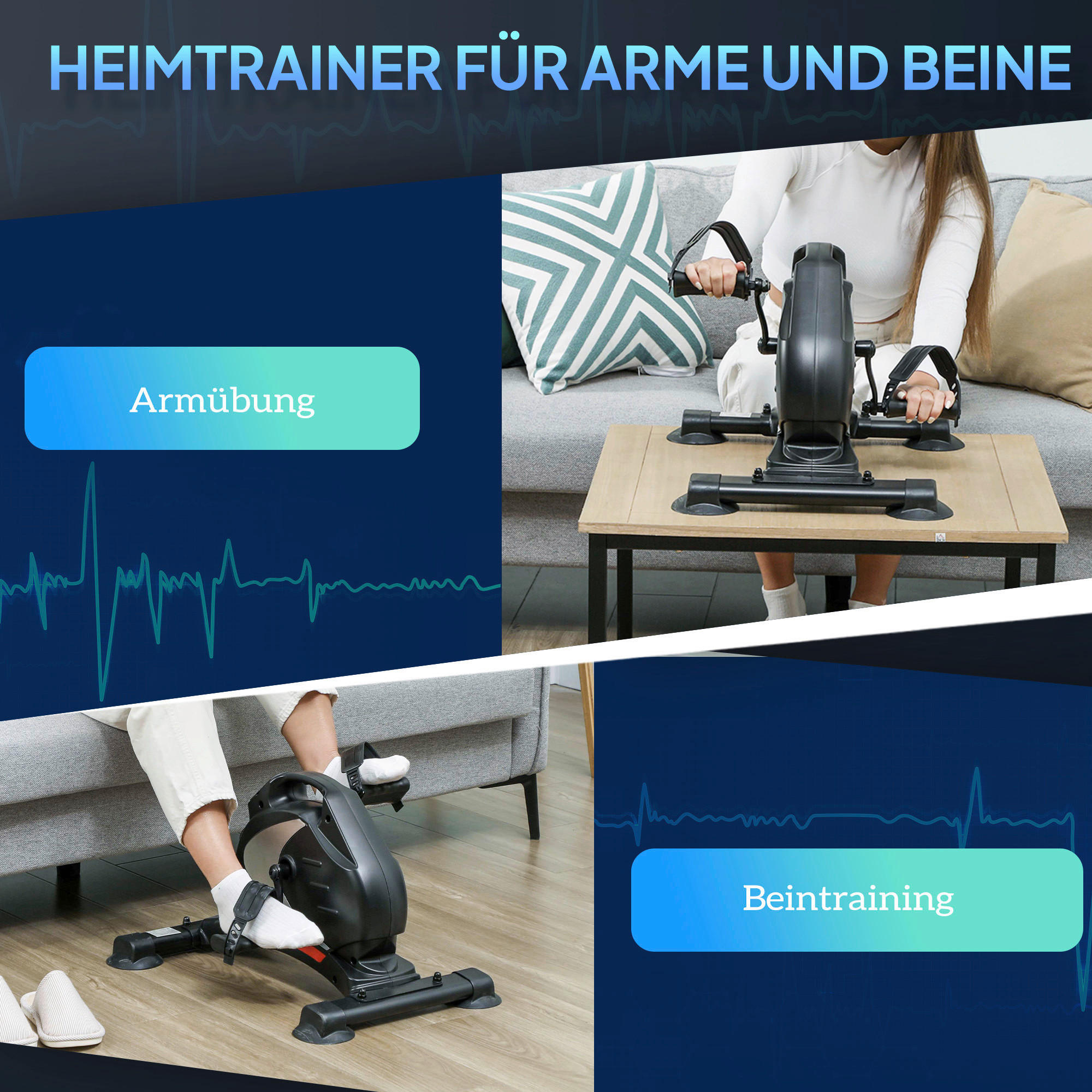 Thumbnail - SPORTNOW Pedaltrainer schwarz Stahl B/H/L: ca. 48x37x58 cm