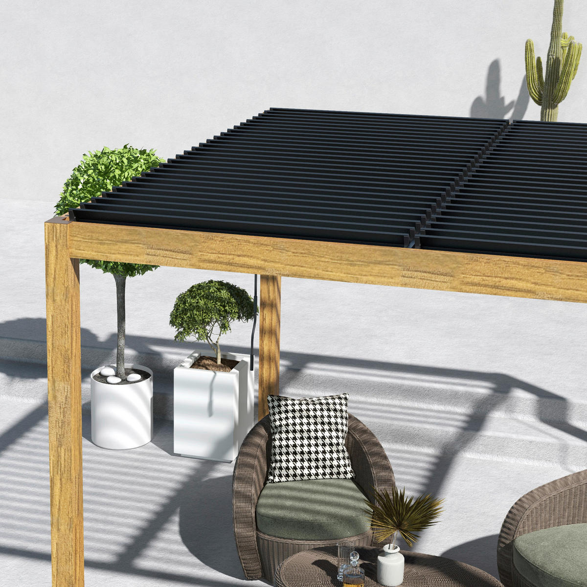 Outsunny Pavillon natur Aluminium B/H/L: ca. 297x297x228 cm Pergola - natur (228,00/297,00/297,00cm) - Outsunny