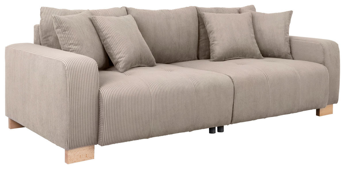Big Sofa Alpha New dunkelbeige Velourstoff B/H/T: ca. 244x85x112 cm Alpha New - buche/dunkelbeige (244,00/85,00/112,00cm)