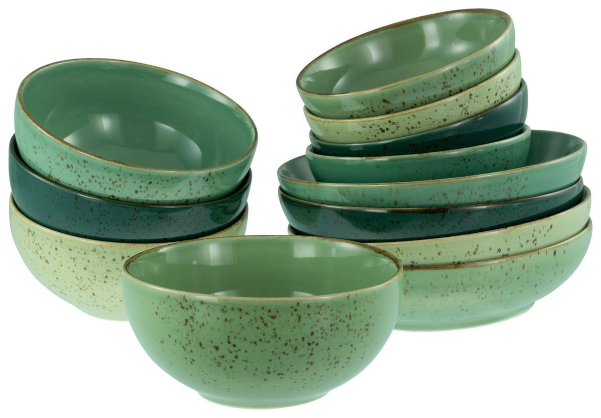 CreaTable Schüsselset Nature Collection grün Steinzeug Nature Collection - grün - CreaTable