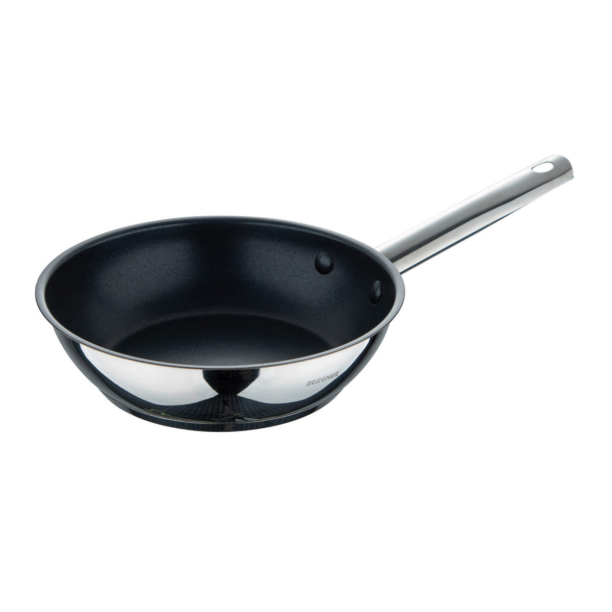 BERGNER Frypan-Set GOURMET silber Edelstahl B/H/L: ca. 26,5x16,3x48 cm GOURMET - schwarz/silber (48,00/26,50/16,30cm) - BERGNER