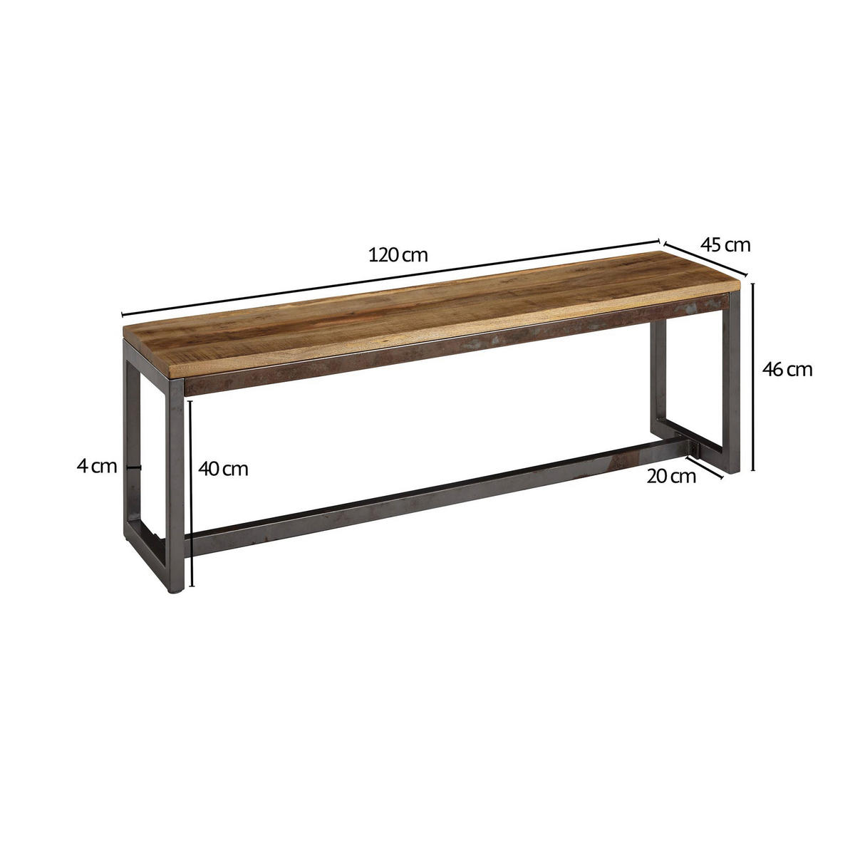Eckbank natur B/H/T: ca. 120x46x45 cm Esszimmersitzbank - natur (120,00/46,00/45,00cm) - Wohnling
