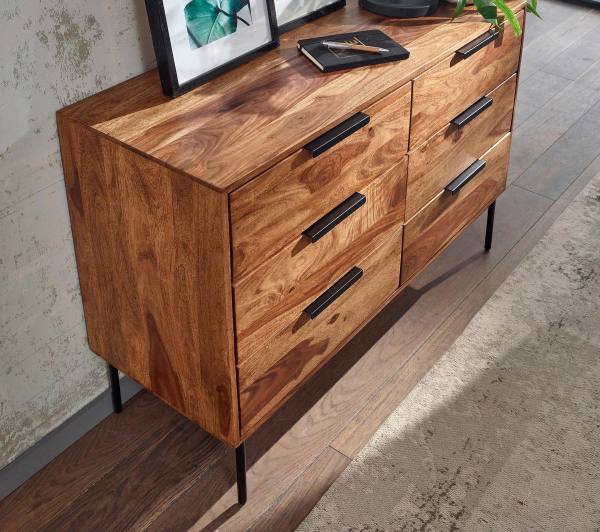 Kommode rosenholz Nachbildung B/H/T: ca. 117x80x42 cm Kommode - rosenholz (117,00/80,00/42,00cm) - Wohnling