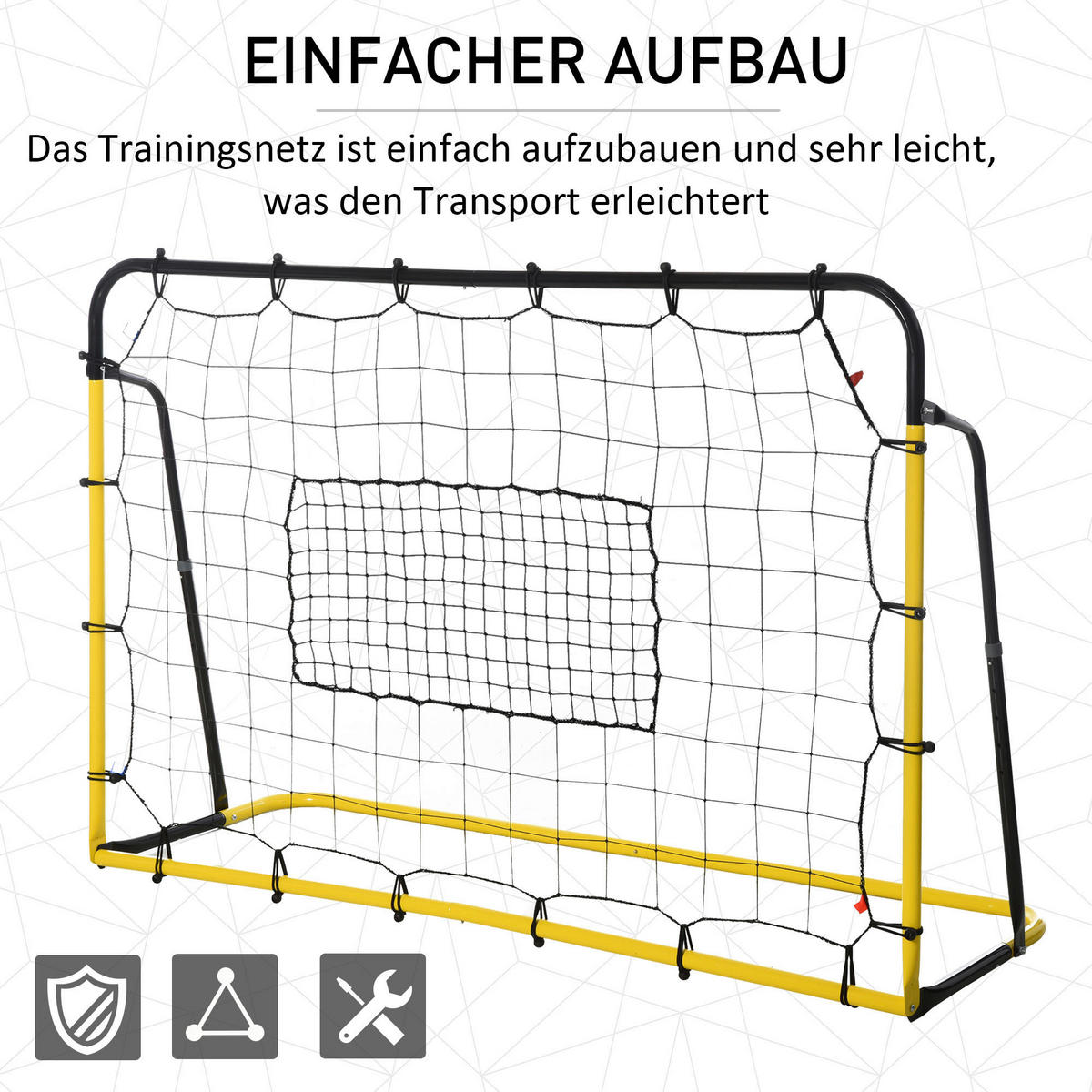 HOMCOM Fußballnetz gelb B/H/T: ca. 184x123x63 cm Fußballnetz_f.mehrere Ballsportart - gelb/schwarz (184,00/123,00/63,00cm) - HOMCOM