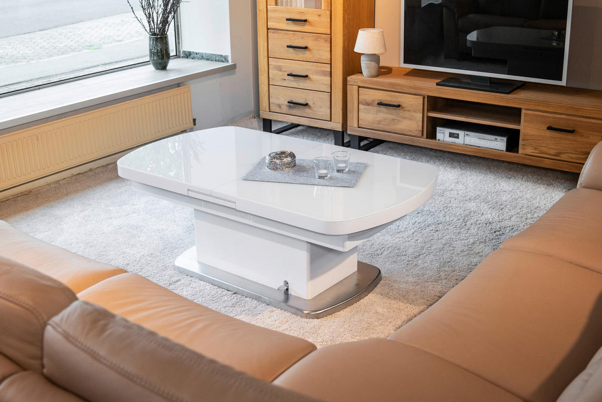 Couchtisch Levi weiß Hochglanz lackiert B/H/T: ca. 135x50x75 cm Levi - weiß (135,00/50,00/75,00cm)