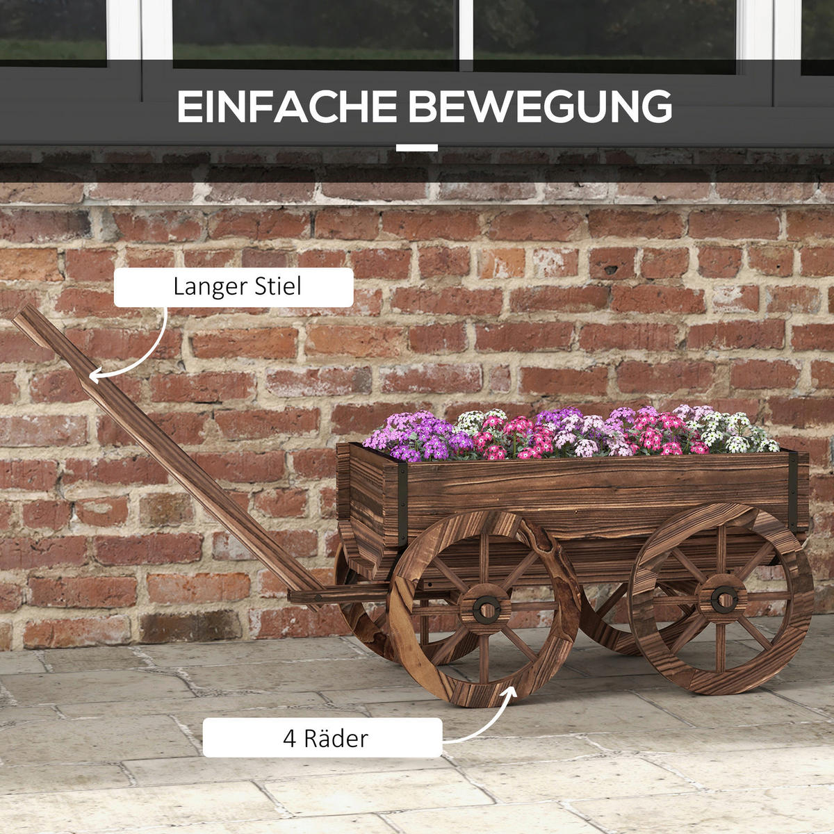 Outsunny Blumenkasten grau Holz B/H/L: ca. 41x120x54 cm Blumenkasten - grau (54,00/41,00/120,00cm) - Outsunny