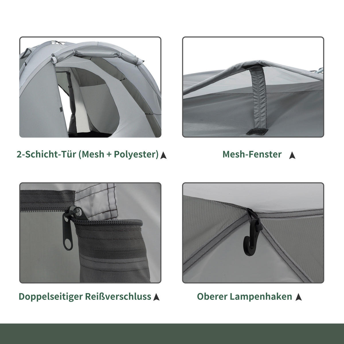 Outsunny Campingartikel B/H/L: ca. 220x350x145 cm Campingzelt - grau (145,00/220,00/350,00cm) - Outsunny