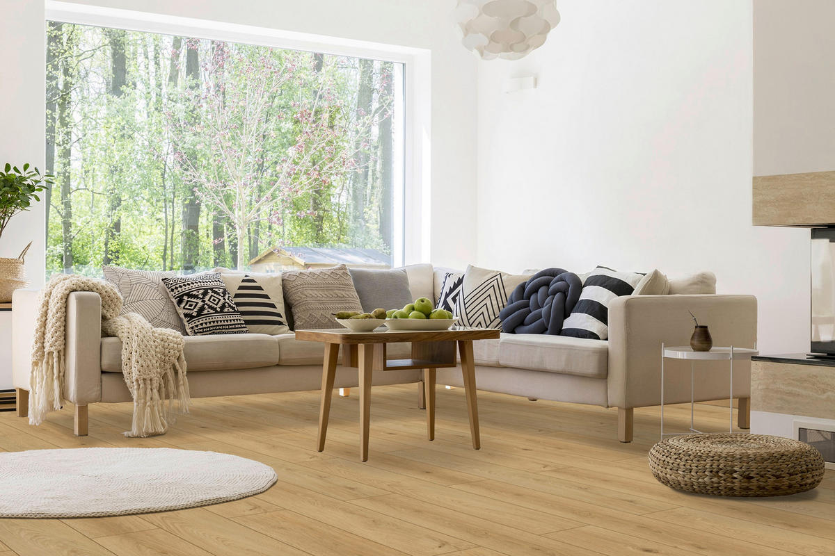 Click-Vinylboden ca.2,196m² im Paket,inkl.TS  B/L: ca. 18x122 cm pro Paket ca.2,196m² im Paket,inkl.TS - Eiche (18,00/122,00cm)