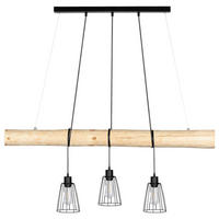 SPOT Light Pendelleuchte SP-69214304  Trabo Long natur schwarz Holz Metall H/L/D: ca. 150x115x10 cm E27 3 Brennstellen Trabo Long - natur/schwarz (10,00/150,00cm) - SPOT Light