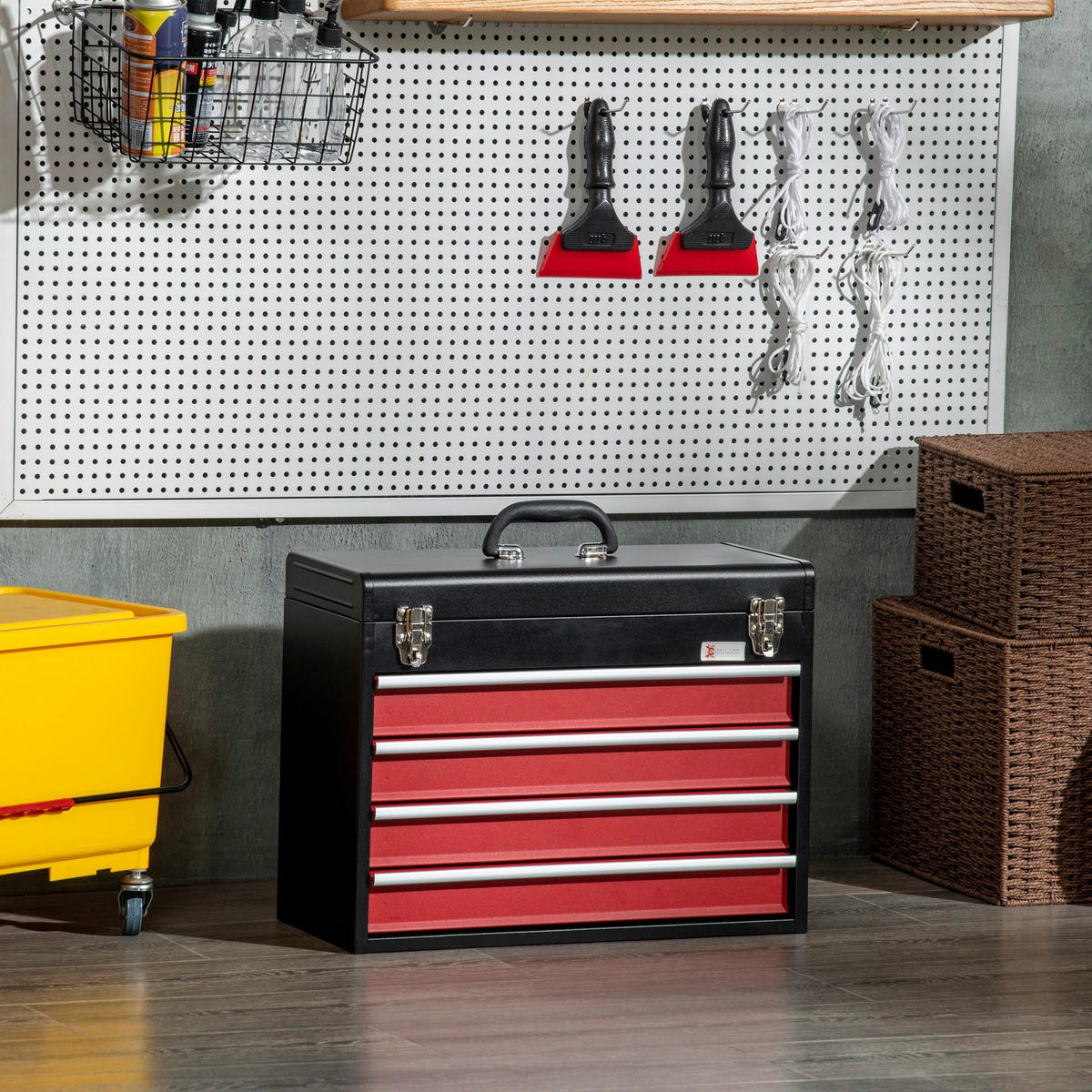 B/H/L: ca. 22x51x39,5 cm Werkzeugkiste - rot/schwarz (39,50/22,00/51,00cm) - DURHAND