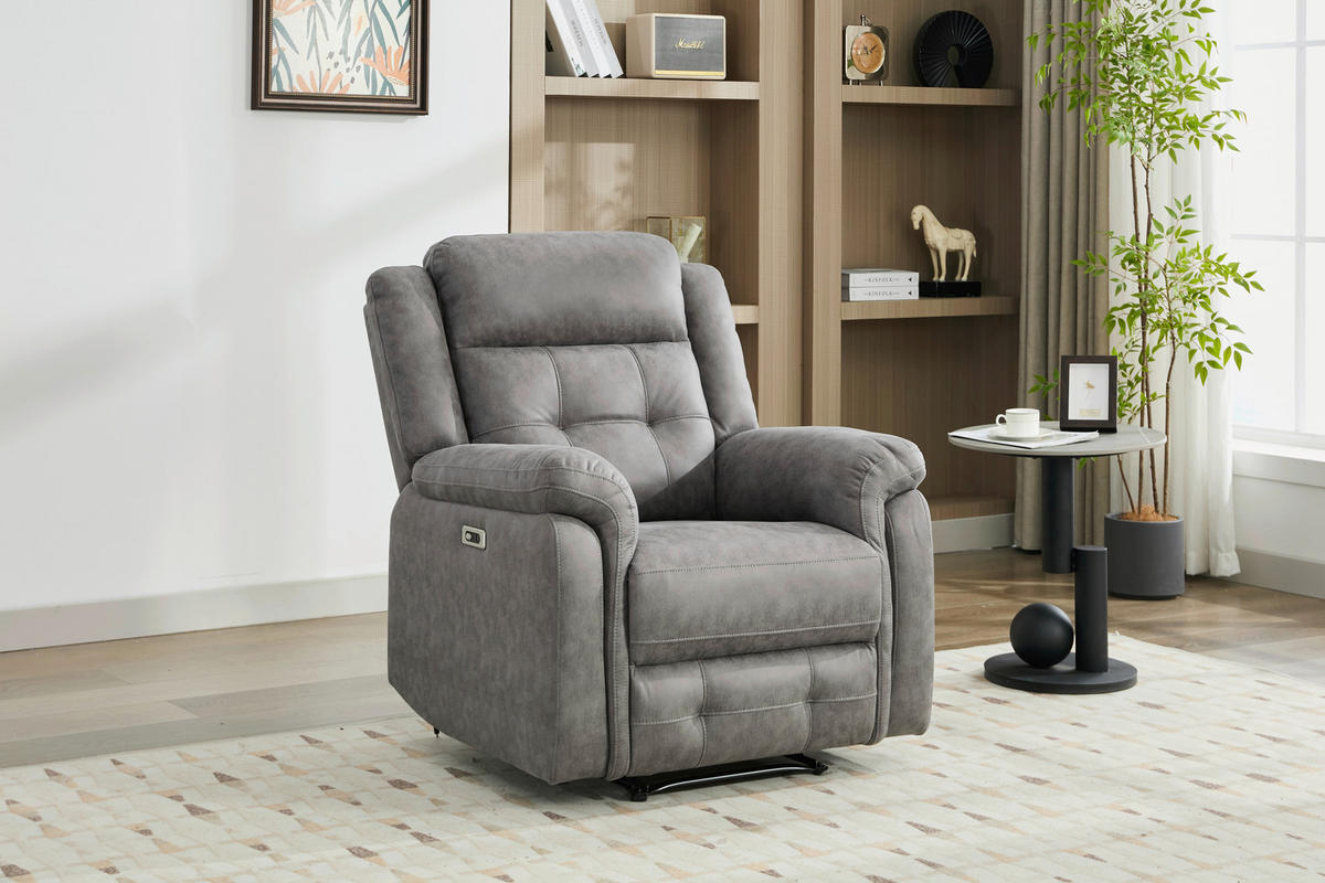 Sessel Philip grau Microfaser B/H/T: ca. 94x103x95 cm Philip - schwarz/grau (94,00/103,00/95,00cm)