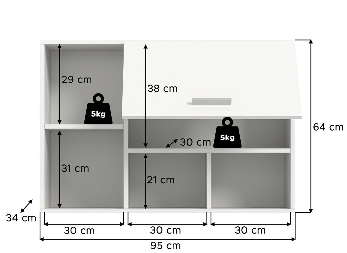 Hängeschrank Free weiß B/H/T: ca. 64x95x34 cm Free - weiß (64,00/95,00/34,00cm) - xonox.home
