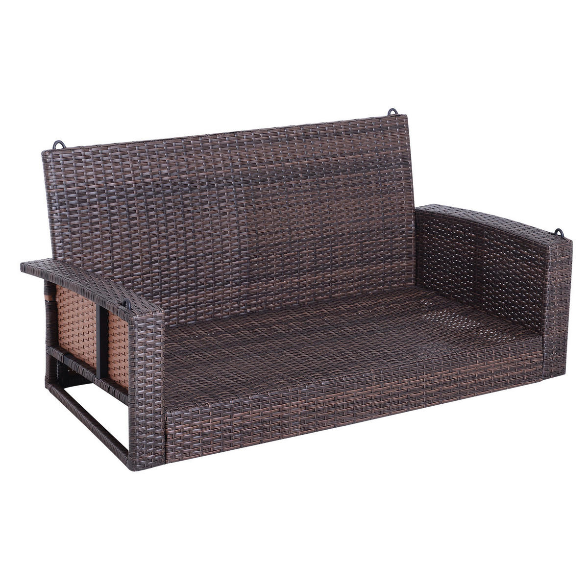 Outsunny Hollywoodschaukel braun Edelstahl B/H/L: ca. 65x127x60 cm Hollywoodschaukel_2-Sitzer - beige/braun (60,00/65,00/127,00cm) - Outsunny