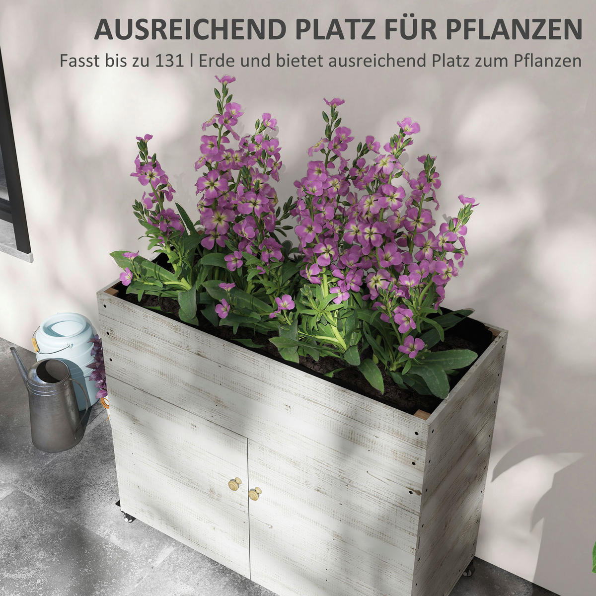 Outsunny Hochbeet weiß Holz B/H/L: ca. 50x110x95 cm Hochbeet - weiß (95,00/50,00/110,00cm) - Outsunny