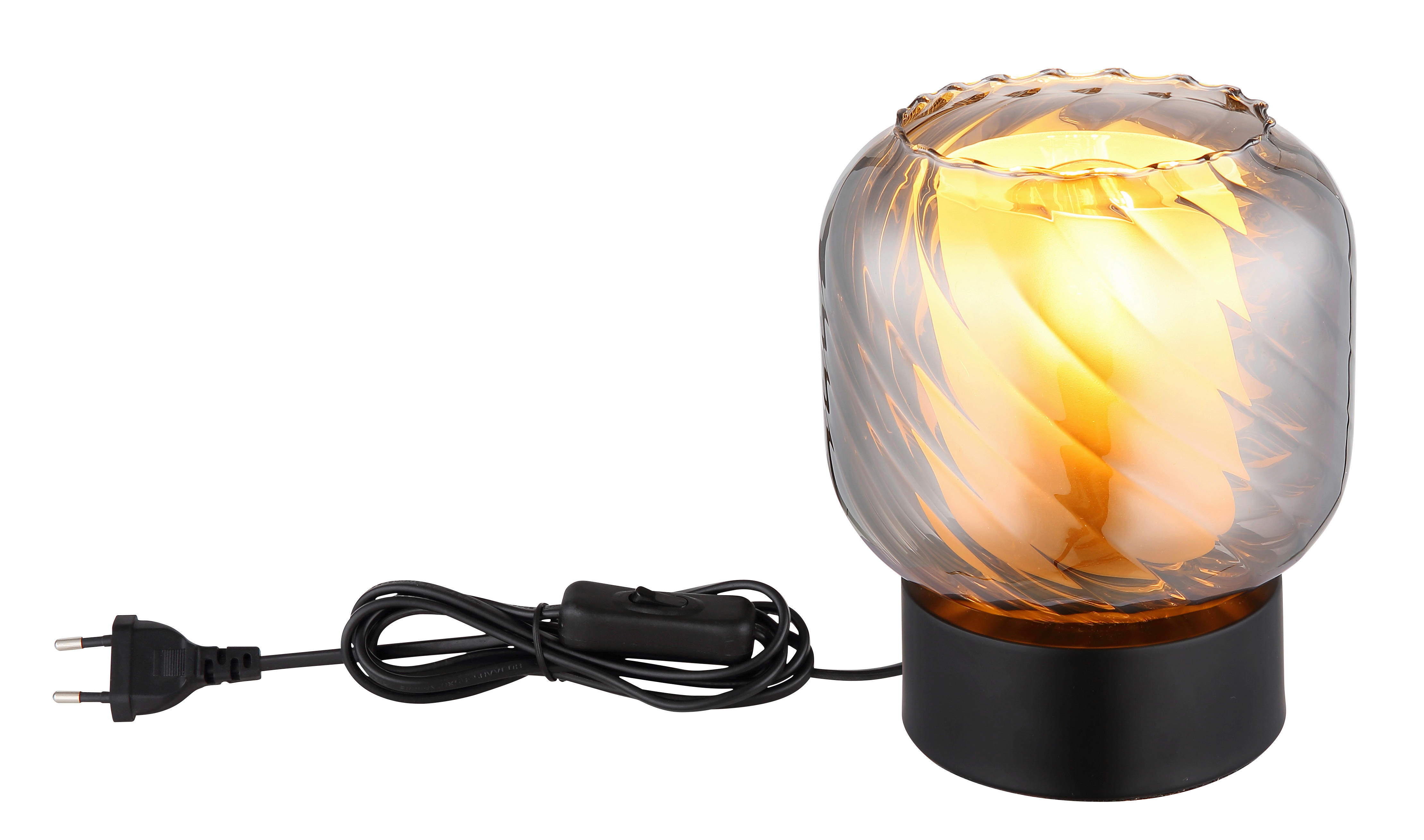 Thumbnail - GLOBO Tischleuchte Rauch mattschwarz Metall Glas H/D: ca. 17x14 cm E27 1 Brennstellen