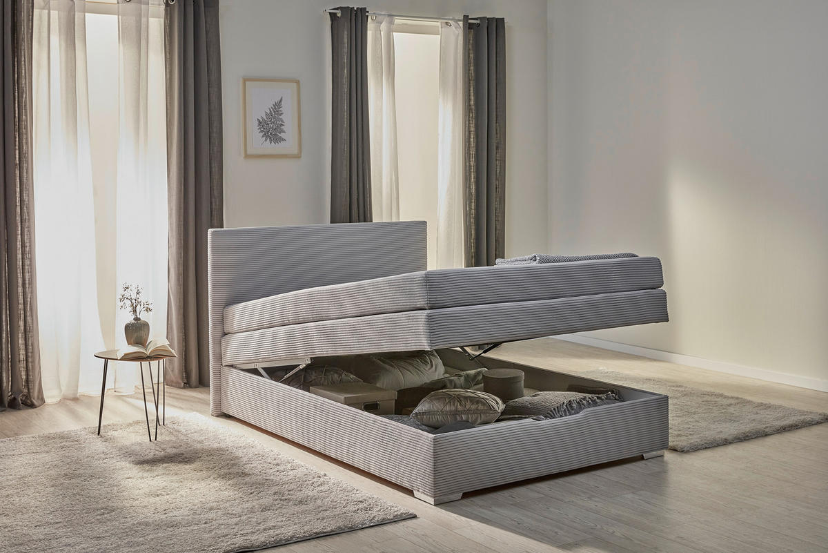Boxspringbett Porto grau Liegefläche B/L: ca. 140x200 cm Porto - grau (147,00/105,00/211,00cm)