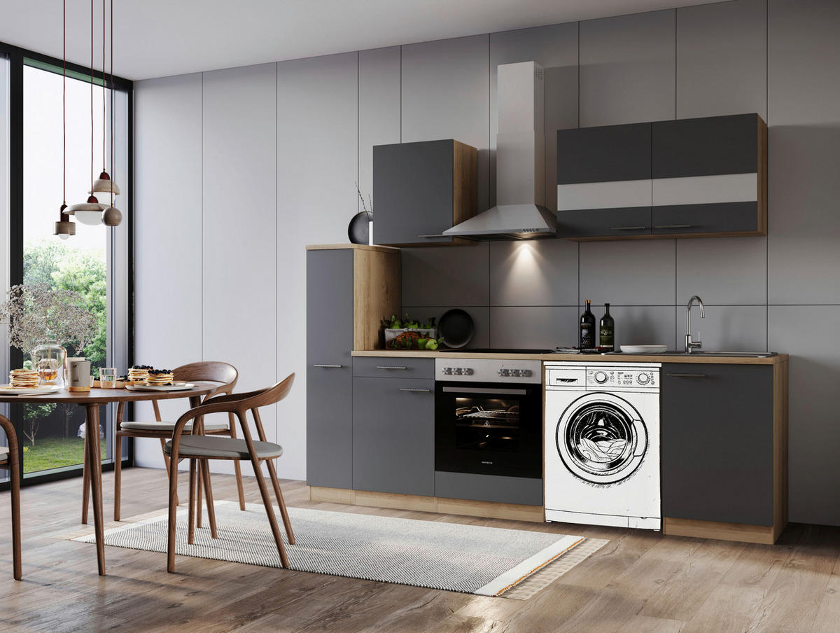 Respekta Küchenblock Merle grau B/H/T: ca. 250x200x60 cm Merle - Eiche/grau (250,00/200,00/60,00cm) - Respekta