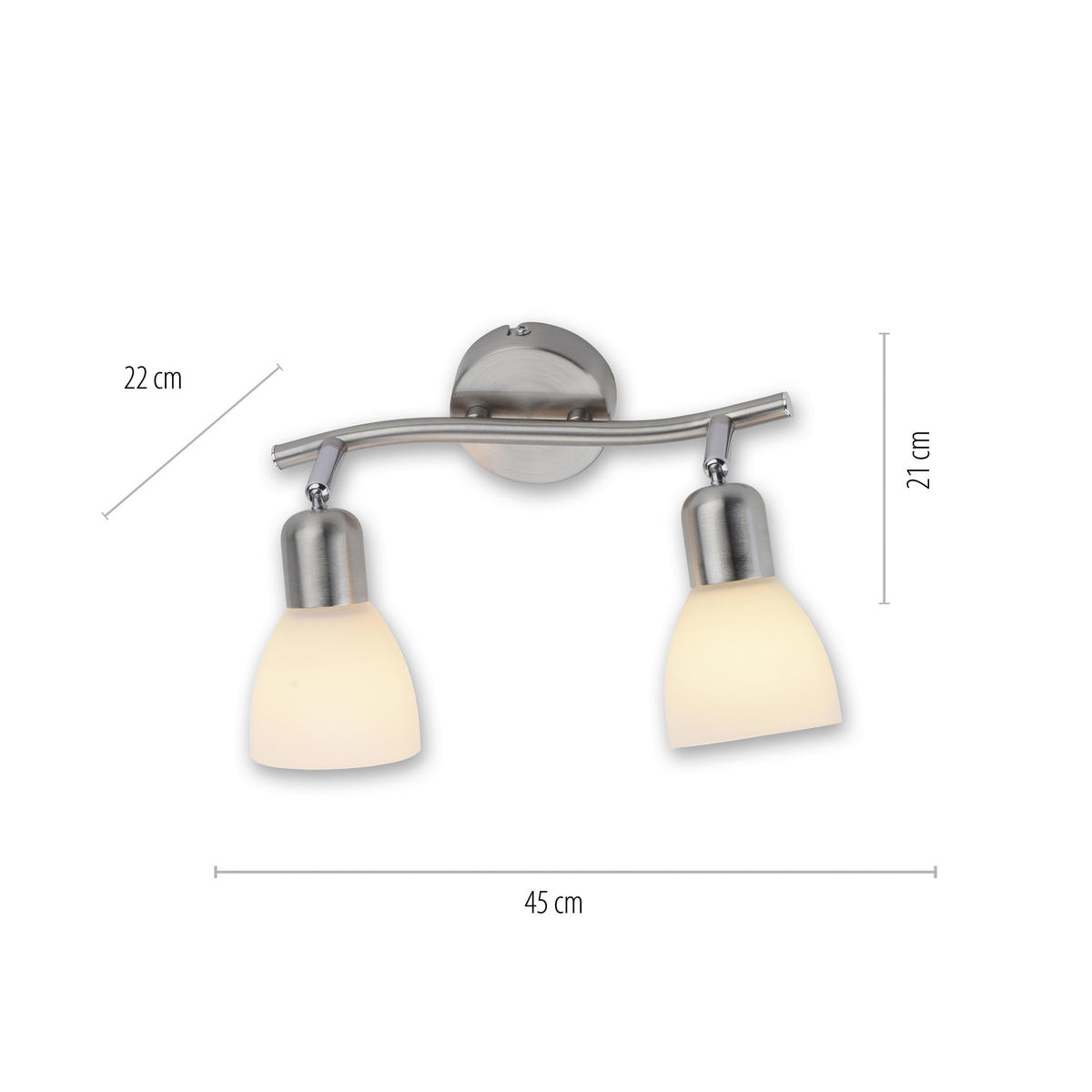 Just Light Spotbalken PN11952-55 Karo stahlfarbig weiß Aluminium Kunststoff Glas B/H/L: ca. 22x21x45 cm E14 2 Brennstellen Karo - weiß/stahlfarbig (45,00/22,00/21,00cm) - Just Light