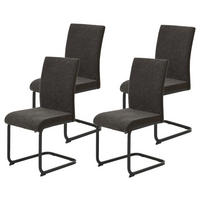 Stuhl 4er Set LINN braun schwarz Webstoff Metall B/H/T: ca. 43x92x52 cm 4er Set LINN - braun/schwarz (43,00/92,00/52,00cm) - Hela