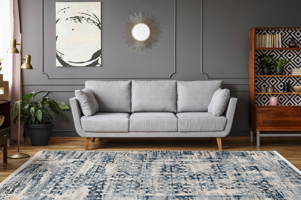 Kayoom Kurzflorteppich Adela 325 blau B/H/L: ca. 80x1,3x150 cm Adela 325 - blau (150,00/80,00/1,30cm) - Kayoom