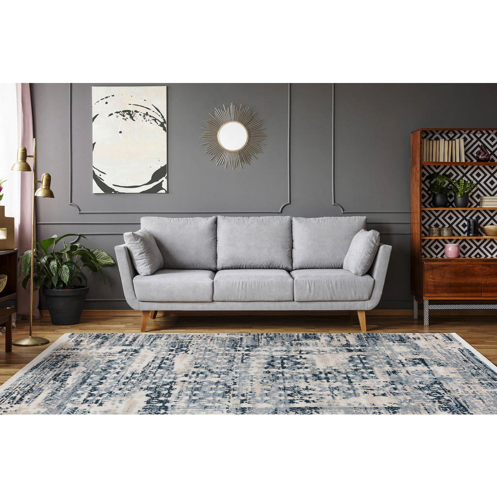 Thumbnail - Kayoom Kurzflorteppich Adela 325 blau B/H/L: ca. 80x1,3x150 cm