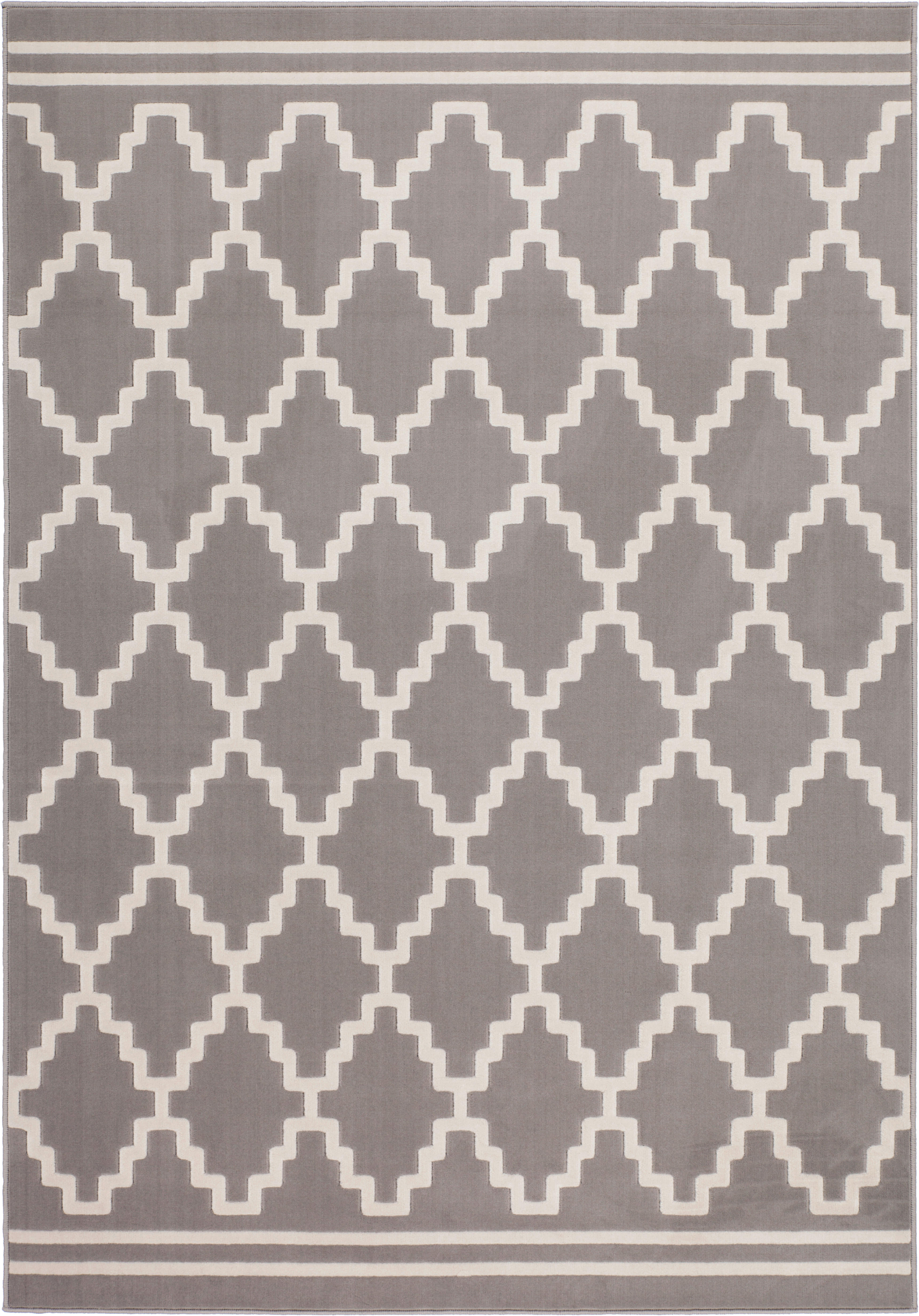 Kayoom Kurzflorteppich Lina 225 taupe B/L: ca. 80x150 cm Lina 225 - taupe/elfenbein (80,00/150,00cm) - Kayoom
