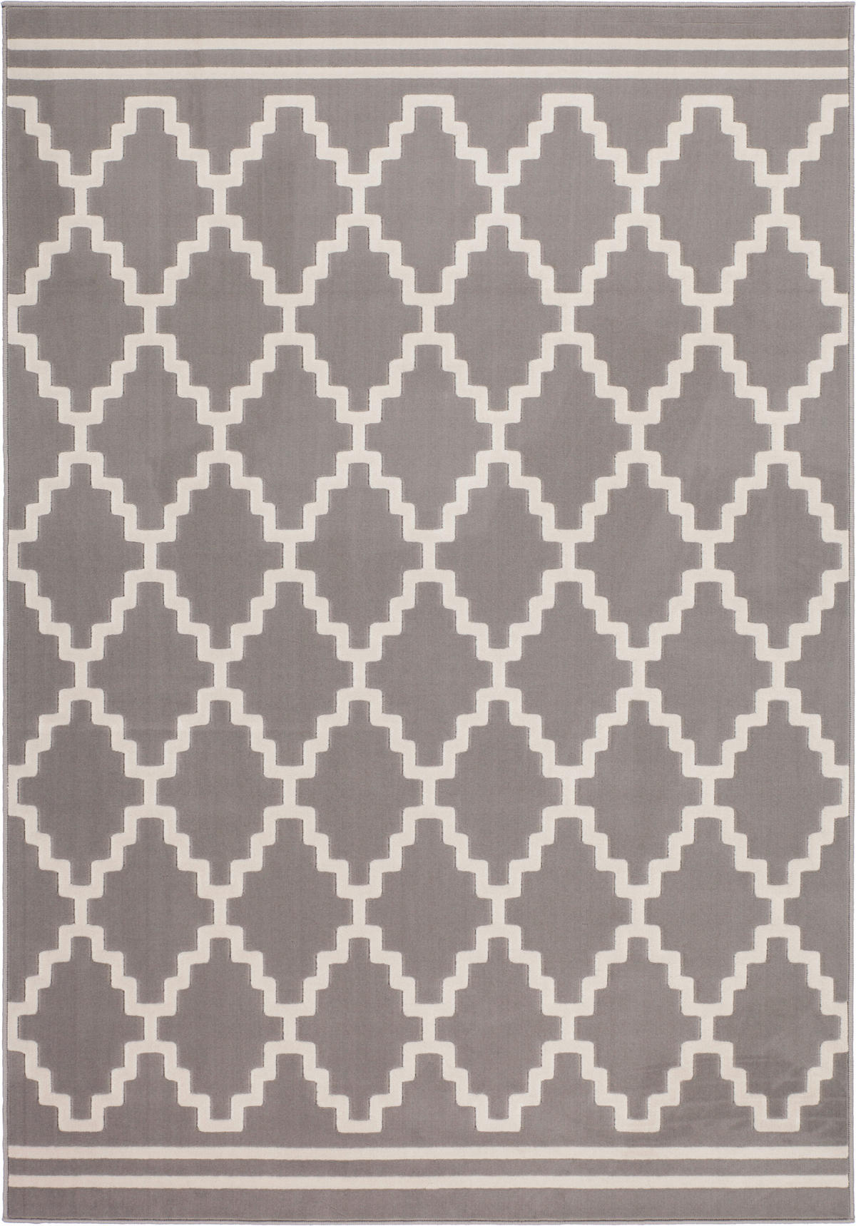 Kayoom Kurzflorteppich Lina 225 taupe B/L: ca. 80x150 cm Lina 225 - taupe/elfenbein (80,00/150,00cm) - Kayoom