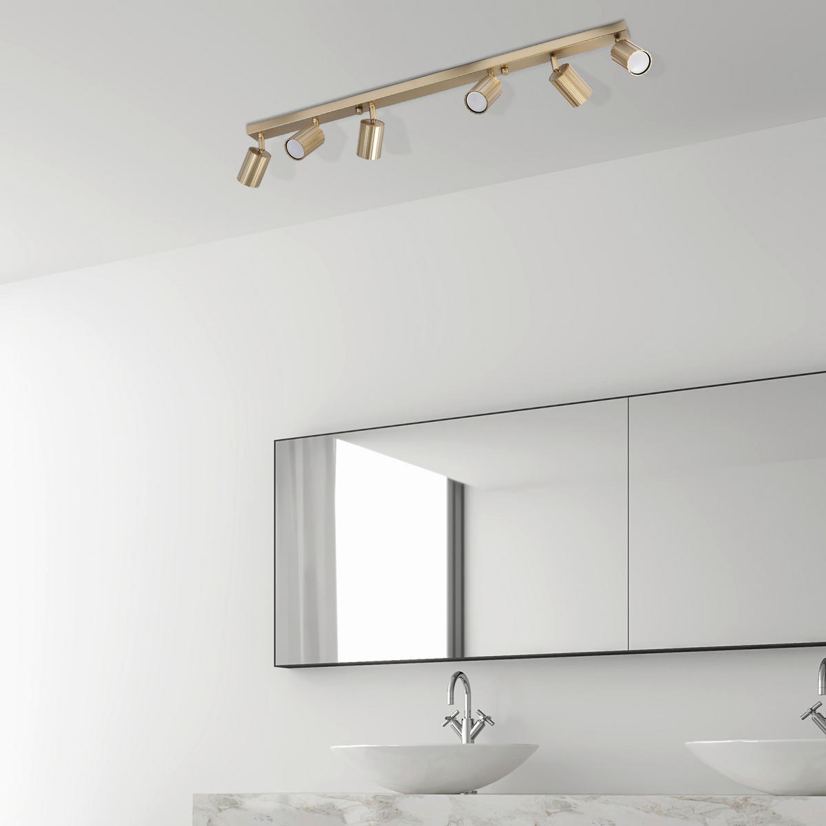 Lamkur Strahler gold Stahl B/H/L: ca. 6,5x16,5x117 cm 6 Brennstellen Prisma - gold (117,00/6,50/16,50cm) - Lamkur