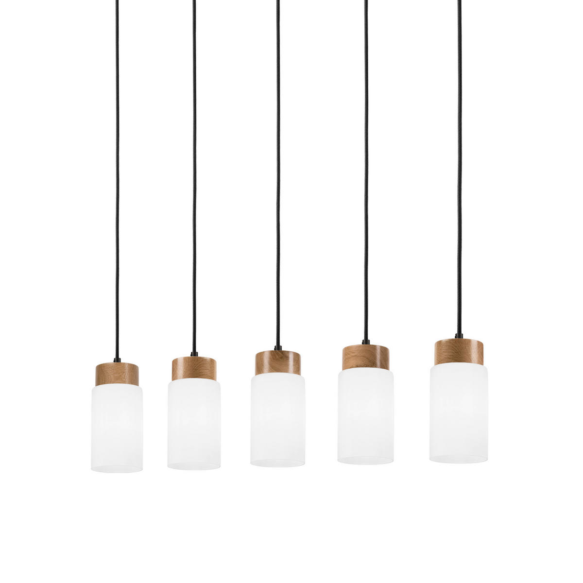 Lamkur Hängeleuchte schwarz Stahl Holz Glas B/H/L: ca. 105x20x20 cm E27 5 Brennstellen Marcus - schwarz (20,00/105,00/20,00cm) - Lamkur