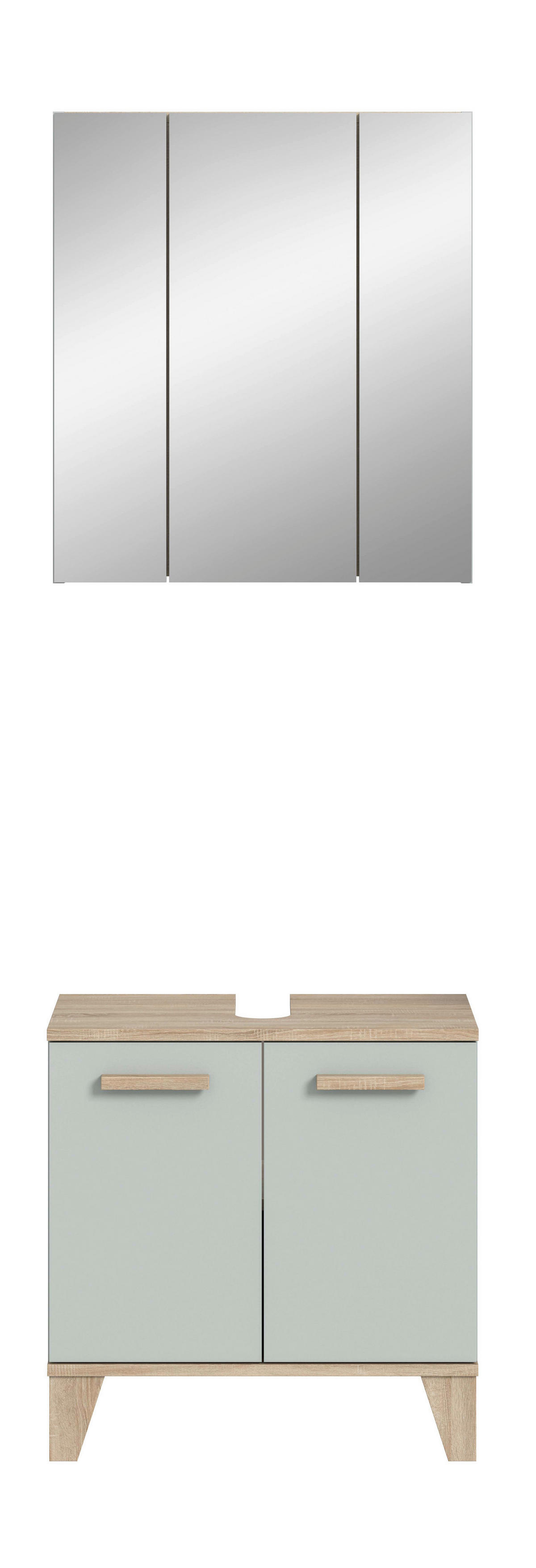 Badezimmer-Set STAR hellgrün Eiche hell Nachbildung B/H/T: ca. 60x190x34 cm STAR - hellgrün (60,00/190,00/34,00cm) - xonox.home