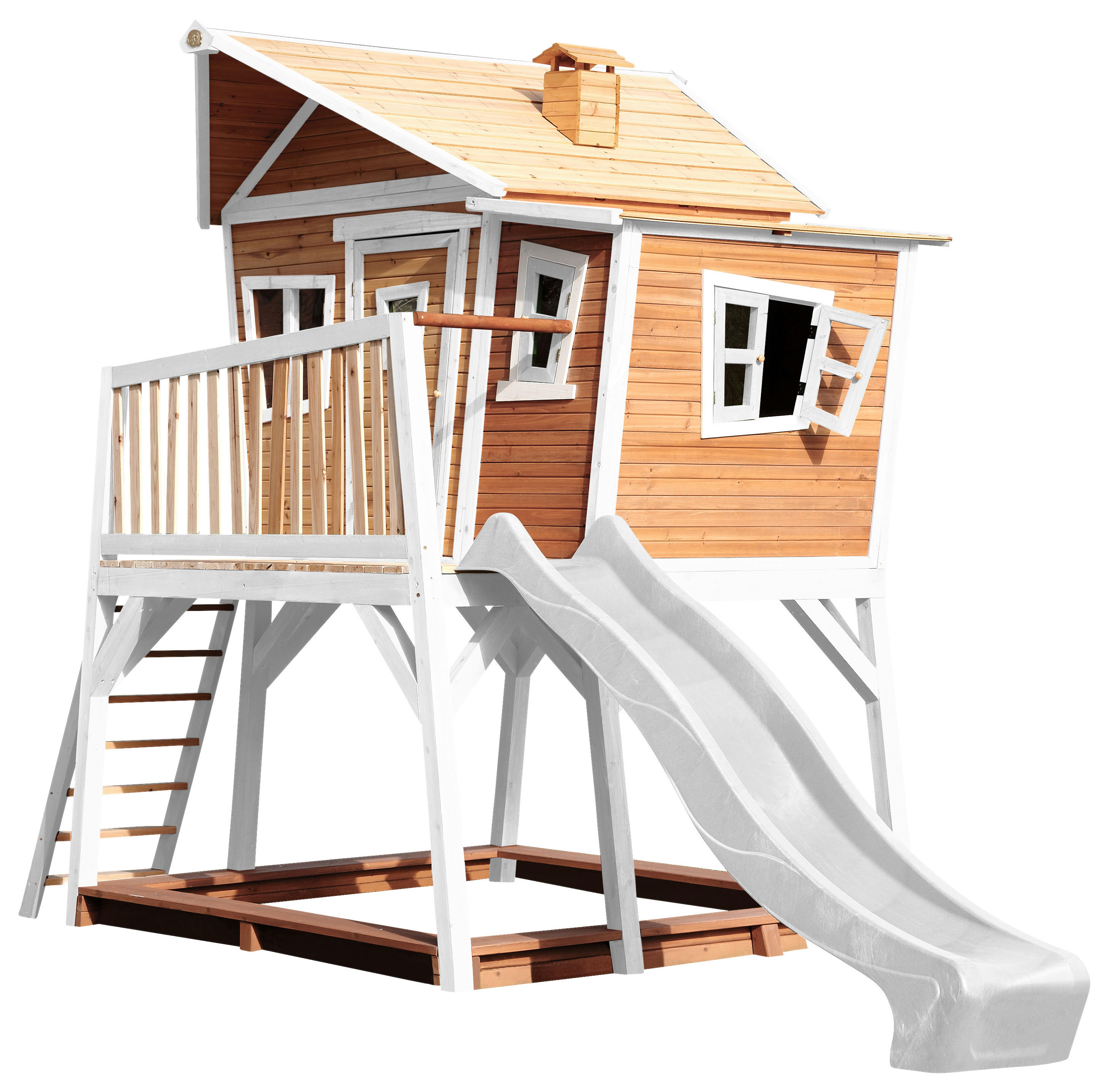 AXI Spielhaus Max braun B/H/L: ca. 432x288x193 cm Max - braun/weiß (193,00/432,00/288,00cm) - AXI