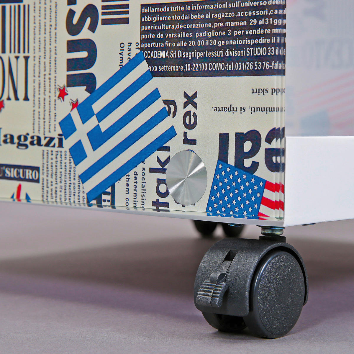 Beistelltisch Logo weiß Glas MDF B/H/T: ca. 38x46x33,5 cm Logo - weiß/schwarz (38,00/46,00/33,50cm) - Inter Link