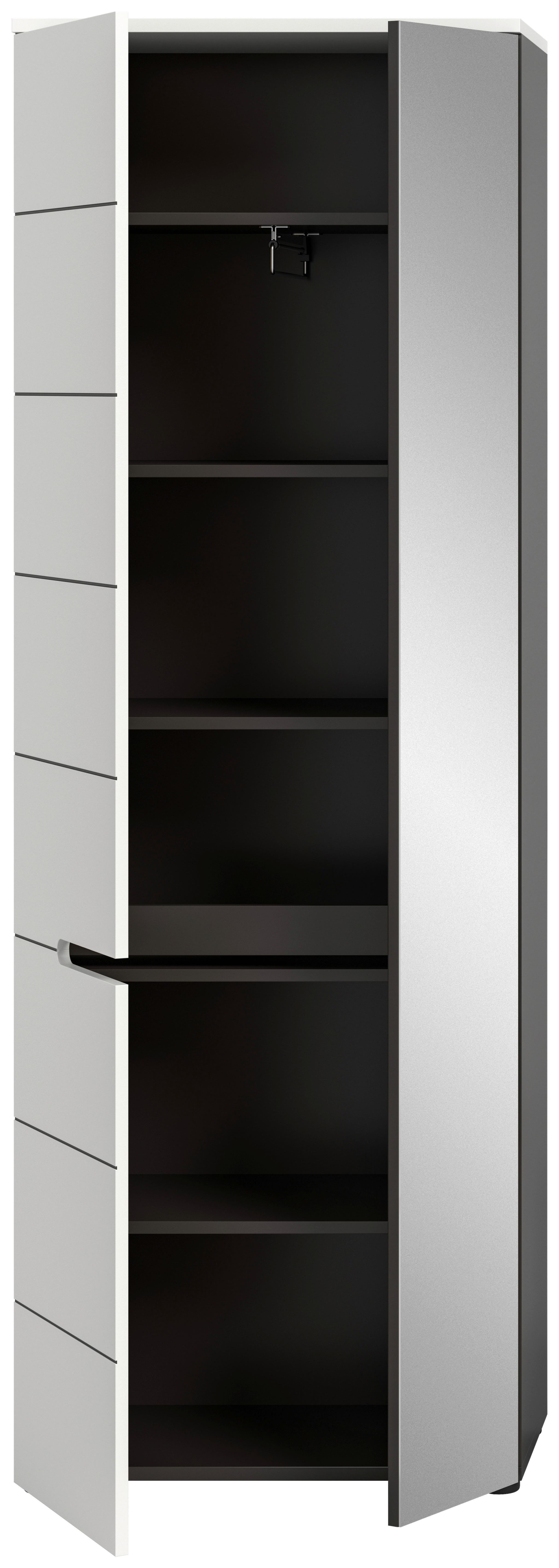 Garderobenschrank Canu basaltgrau Nachbildung weiß B/H/T: ca. 65x190x37 cm Canu - weiß/basaltgrau (65,00/190,00/37,00cm) - xonox.home