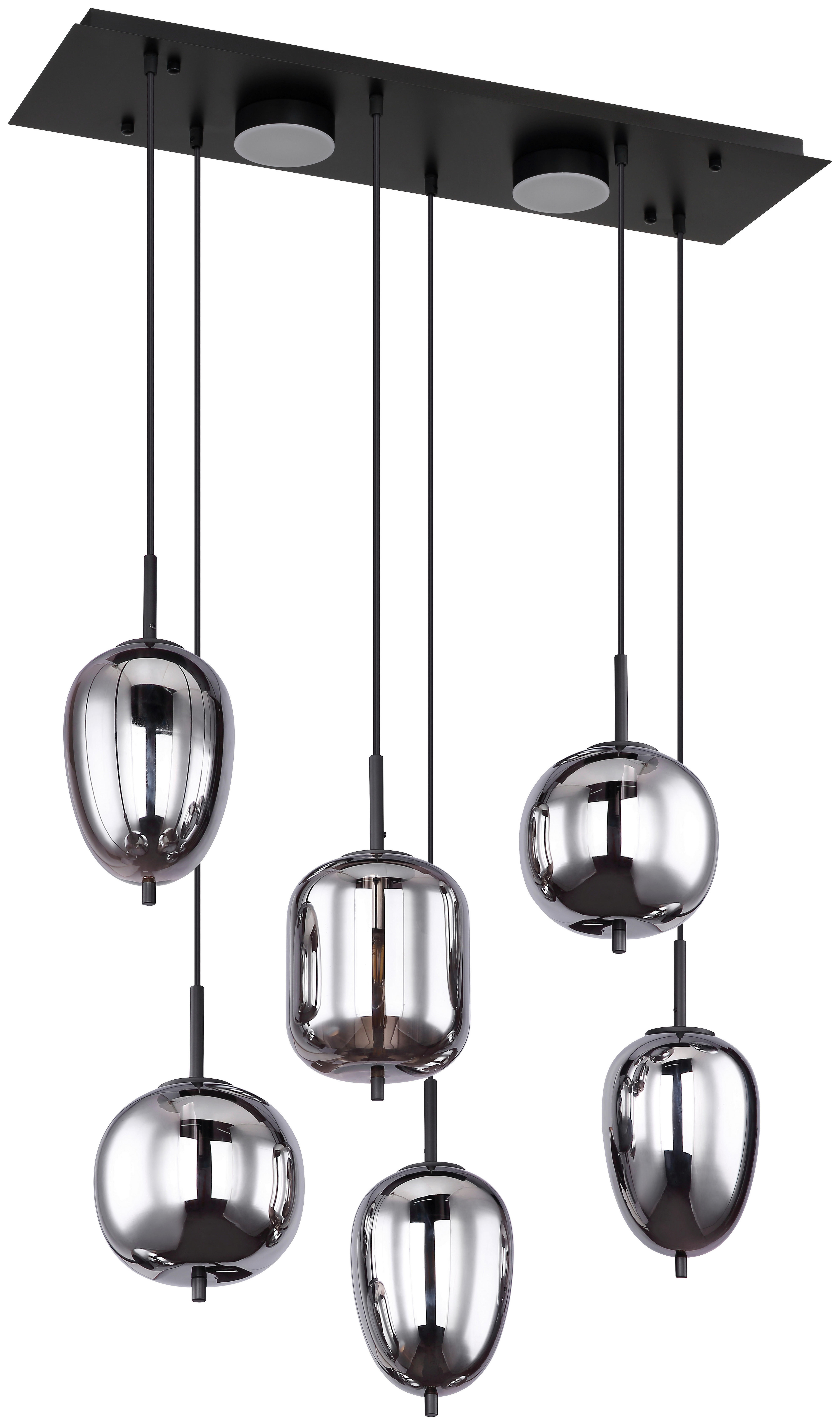 GLOBO Pendelleuchte mattschwarz Metall Acryl Glas B/H/T: ca. 34x120x80 cm 6.0 Brennstellen 15345-6L - mattschwarz (34,00/120,00/80,00cm) - GLOBO