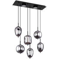 GLOBO Pendelleuchte mattschwarz Metall Acryl Glas B/H/T: ca. 34x120x80 cm 6.0 Brennstellen 15345-6L - mattschwarz (34,00/120,00/80,00cm) - GLOBO