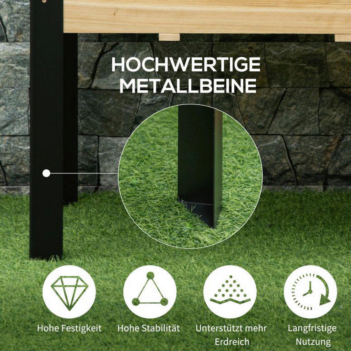 Outsunny Hochbeet schwarz Holz B/H/L: ca. 60x74x80 cm Hochbeet 845-531 - schwarz (80,00/60,00/74,00cm) - Outsunny